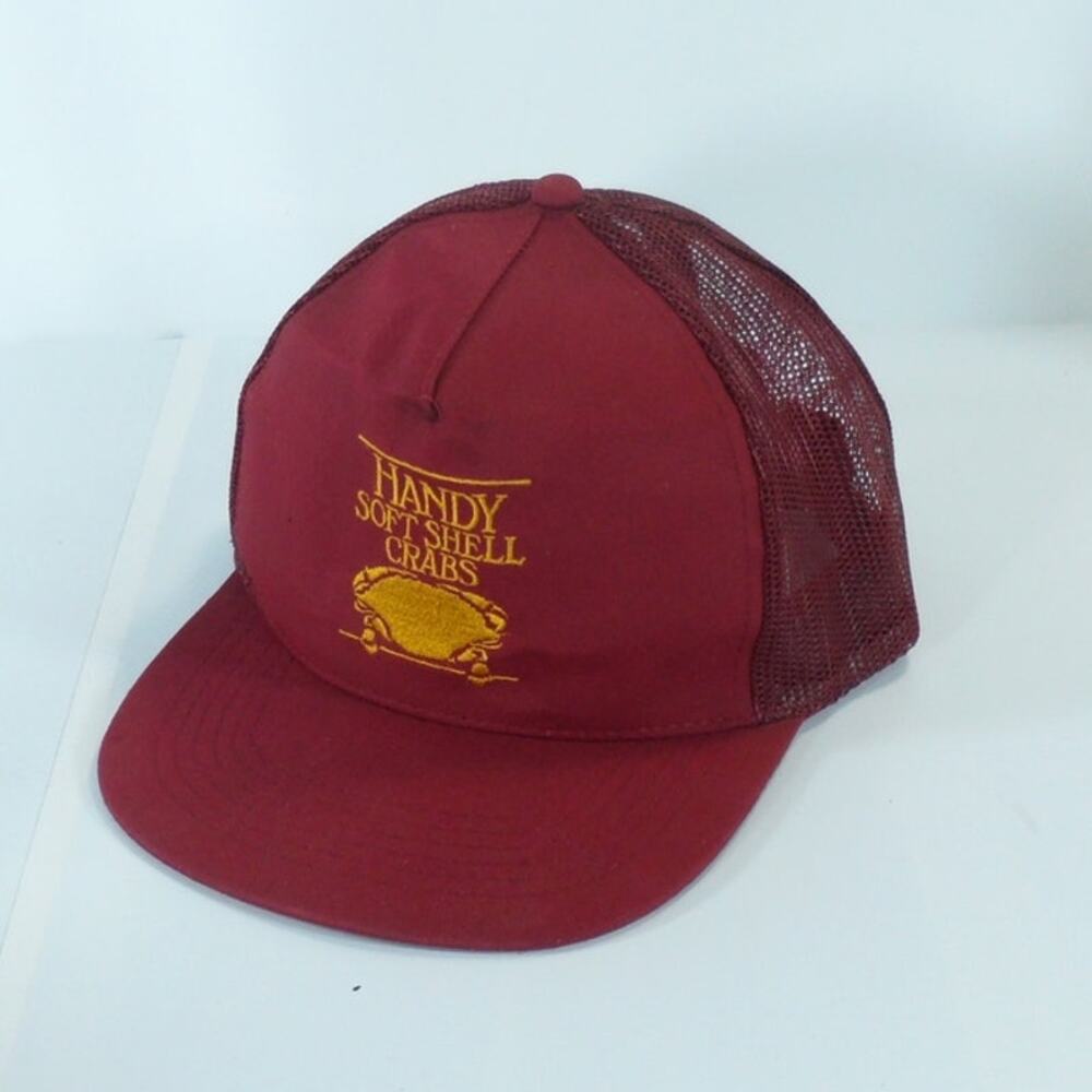 VTG Handy  Seafood Soft Shell Crabs Mesh Trucker Snapback Cap Hat Burgundy